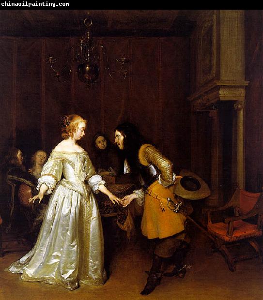 Gerard Ter Borch An Officer Making his Bow to a Lady