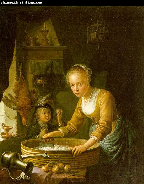 Gerrit Dou Girl Chopping Onions