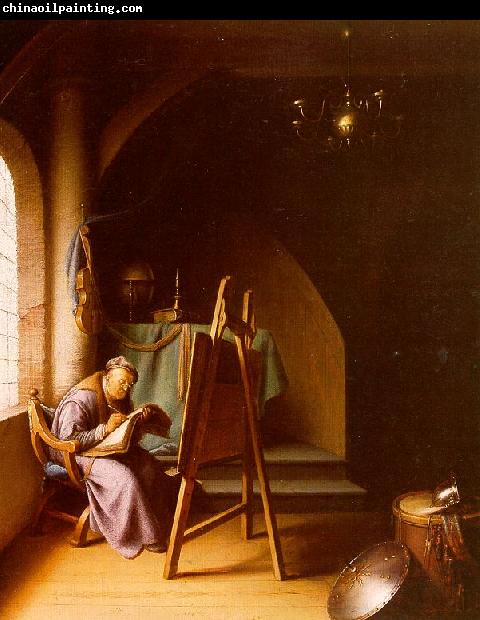 Gerrit Dou Man Writing in an Artist's Studio