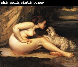 Gustave Courbet Nude with Dog