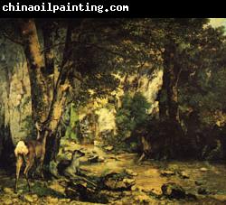 Gustave Courbet A Thicket of Deer at the Stream of Plaisir-Fontaine