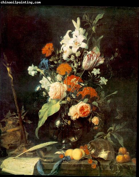 HEEM, Jan Davidsz. de Flower Still-life with Crucifix and Skull af