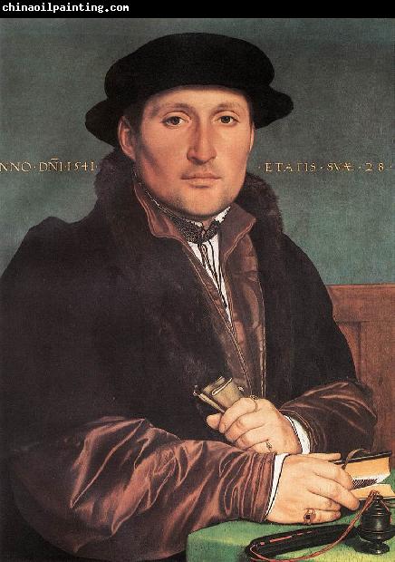 HOLBEIN, Hans the Younger Unknown Young Man at his Office Desk sf