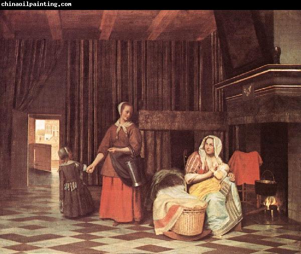 HOOCH, Pieter de Suckling Mother and Maid s