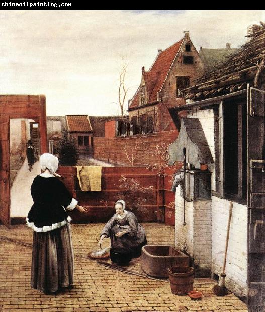 HOOCH, Pieter de Woman and Maid in a Courtyard st