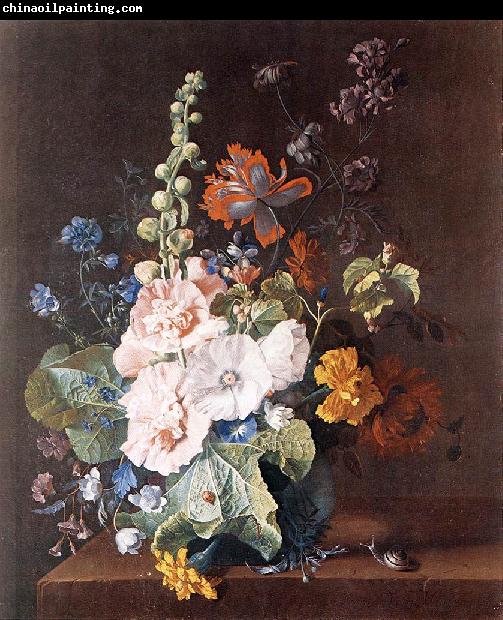 HUYSUM, Jan van Hollyhocks and Other Flowers in a Vase sf