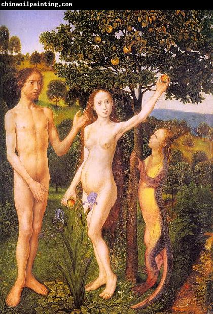 Hugo van der Goes The Fall : Adam and Eve Tempted by the Snake