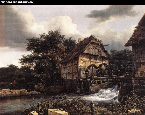 Jacob van Ruisdael Two Water Mills an Open Sluice