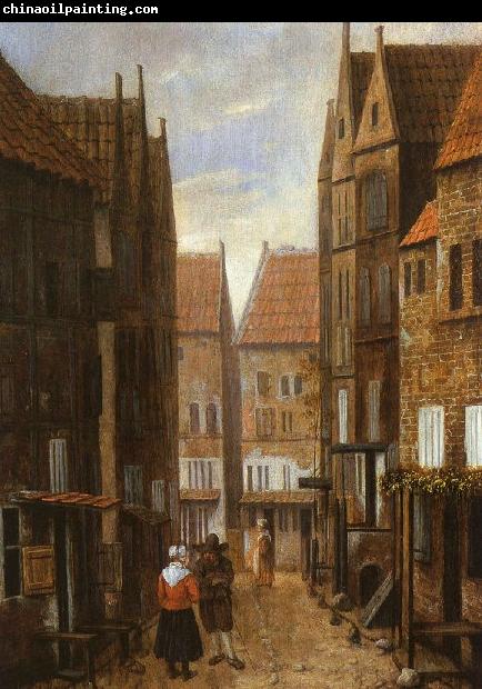 Jacobus Vrel Street Scene with Couple in Conversation