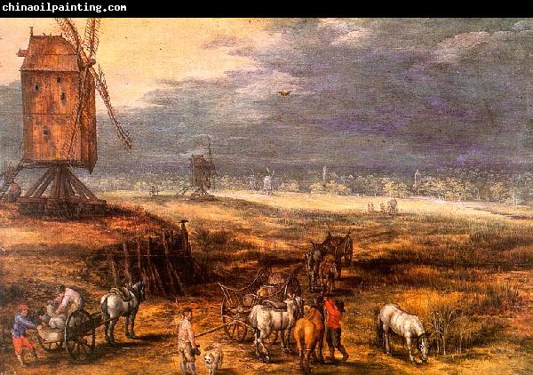 Jan Brueghel Landscape with Windmills