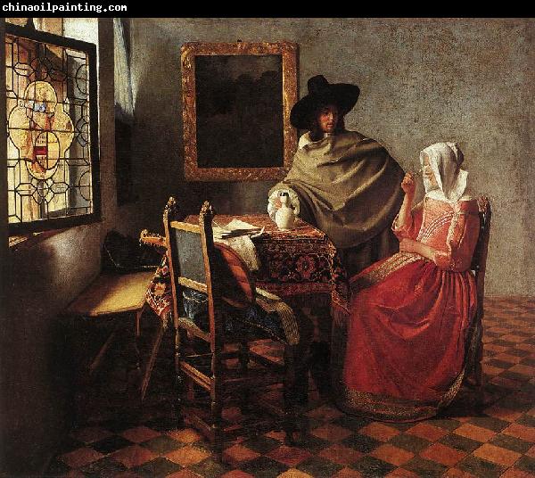 Jan Vermeer Lady Drinking and a Gentleman