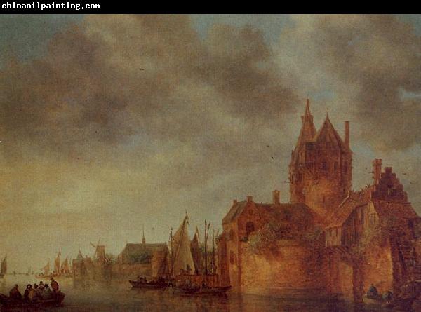 Jan van  Goyen A Castle by a River with Shipping at a Quay