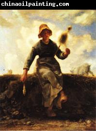 Jean Francois Millet The Spinner, Goat-Girl from the Auvergne