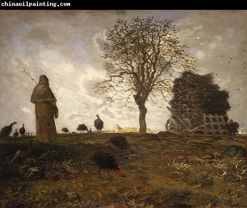 Jean-Franc Millet Autumn landscape with a flock of Turkeys