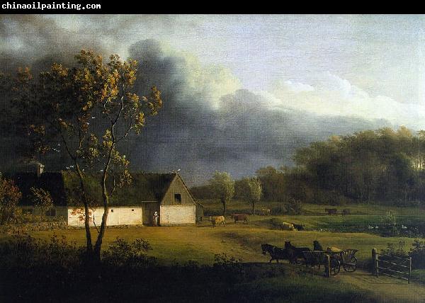 Jens Juel A Storm Brewing Behind a Farmhouse in Zealand