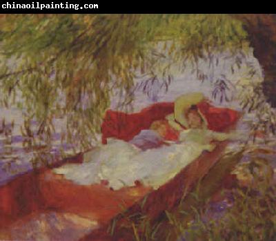 John Singer Sargent Two Women Asleep in a Punt under the Willows