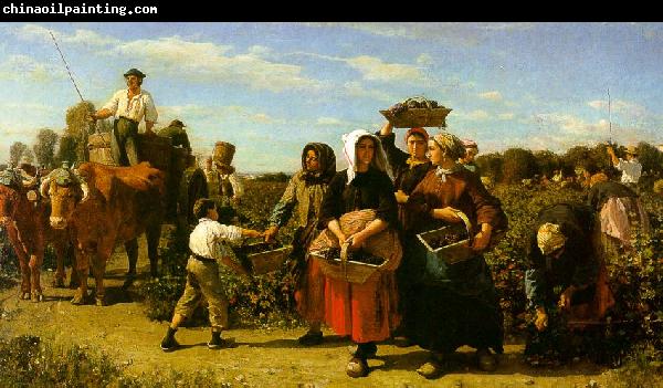 Jules Breton The Vintage at the Chateau Lagrange