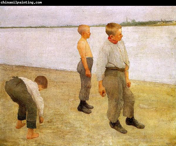 Karoly Ferenczy Boys Throwing Pebbles into the River