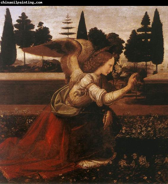 LEONARDO da Vinci Annunciation (detail) dg