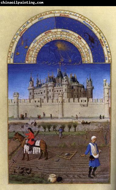 LIMBOURG brothers Les trs riches heures du Duc de Berry: Octobre (October)