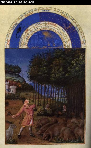 LIMBOURG brothers Les trs riches heures du Duc de Berry: Novembre (November) dg