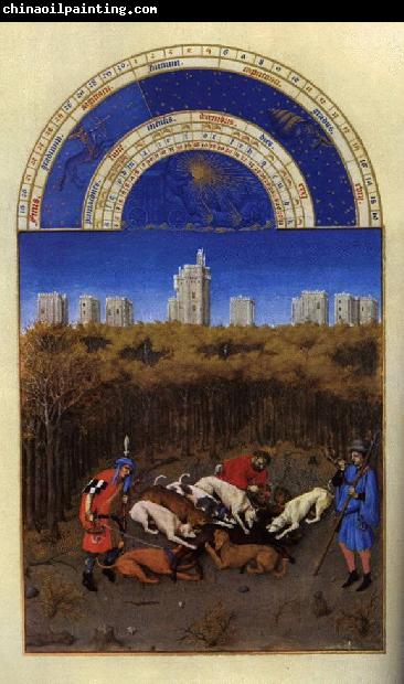 LIMBOURG brothers Les trs riches heures du Duc de Berry: Dcembre (December) sdg