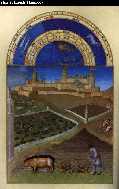 LIMBOURG brothers Les trs riches heures du Duc de Berry: Mars (March) wf