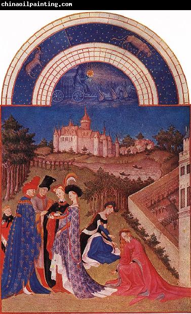 LIMBOURG brothers Les trs riches heures du Duc de Berry: Avril (April) tg