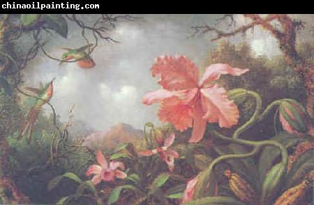 Martin Johnson Heade Hummingbirds and Two Varieties of Orchids