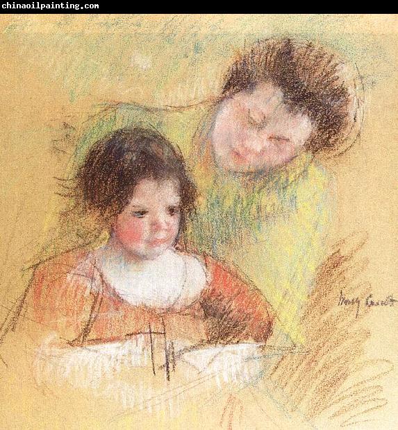 Mary Cassatt Reine Leaning Over Margot's Shoulder