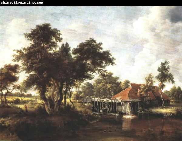 Meindert Hobbema Wooded Landscape with Water Mill