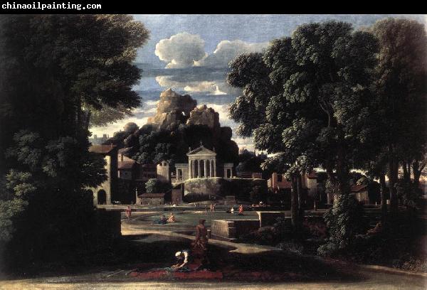 Nicolas Poussin Landscape with Gathering of the Ashes of Phocion by his Widow