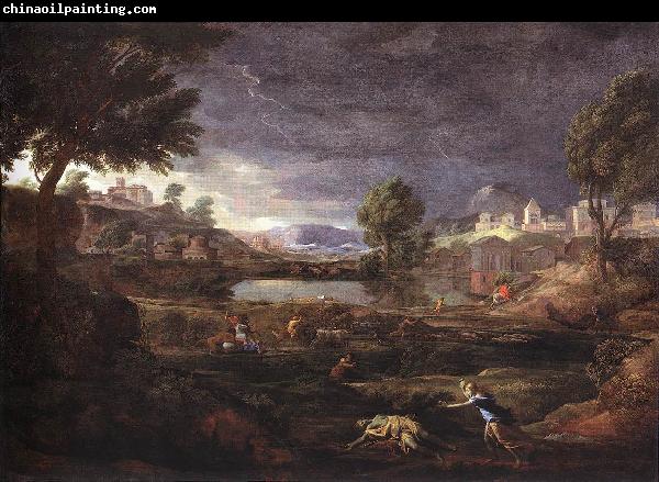 Nicolas Poussin Strormy Landscape Pyramus and Thisbe