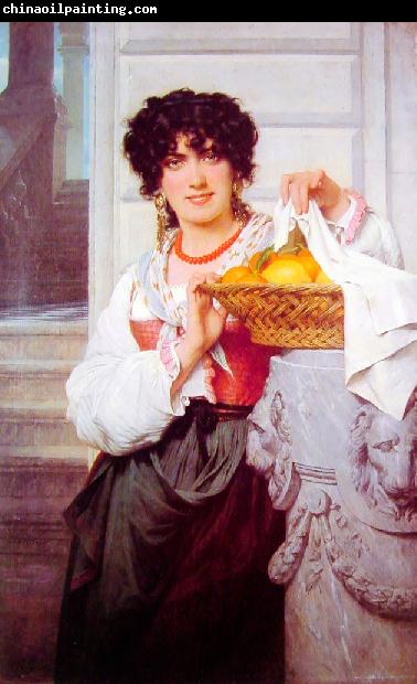 Pierre-Auguste Cot Pisan Girl with Basket of Oranges and Lemons