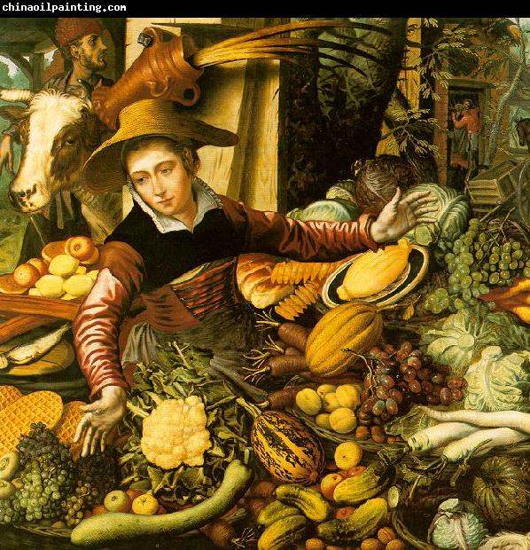 Pieter Aertsen Market Woman  with Vegetable Stall