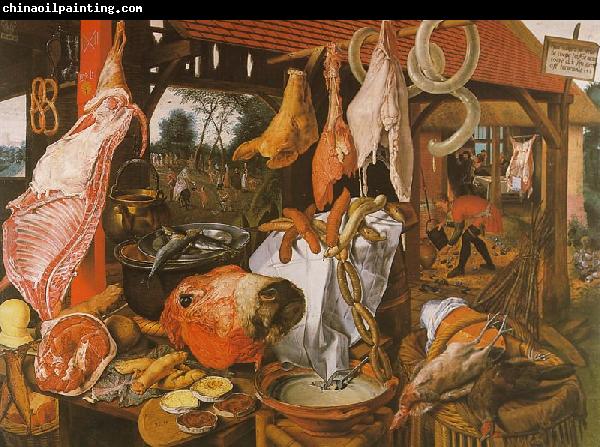 Pieter Aertsen  Butcher's Stall with the Flight into Egypt