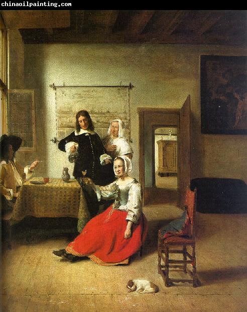 Pieter de Hooch Woman Drinking with Soldiers