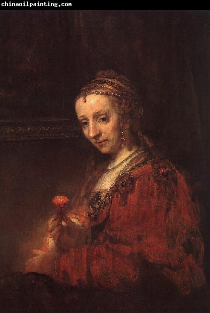 Rembrandt Lady with a Pink