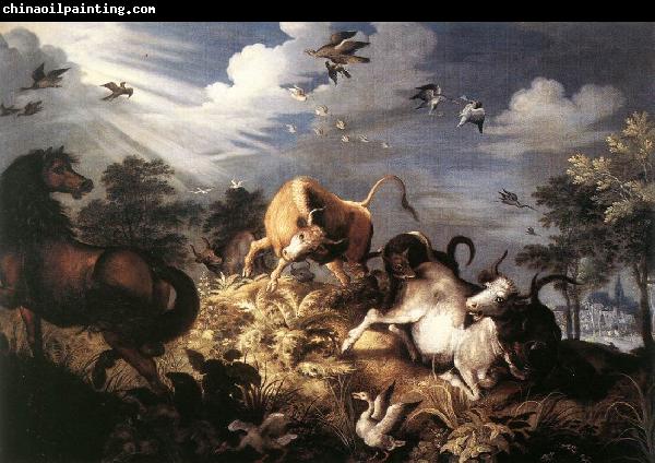 Roelant Savery Horses and Oxen Attacked by Wolves