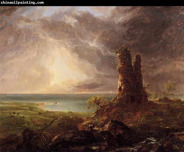 Thomas Cole Romantic Landscape with Ruined Tower