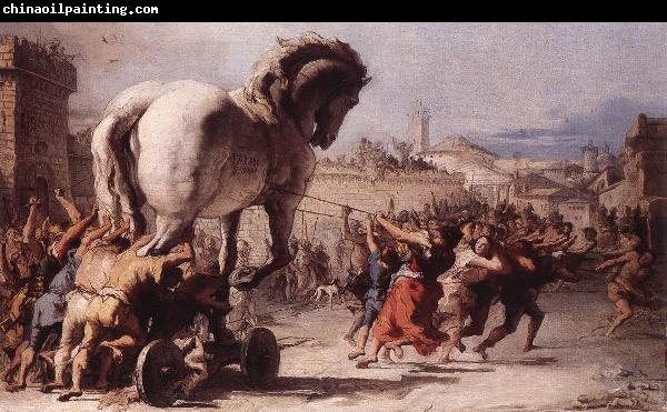 TIEPOLO, Giovanni Domenico The Procession of the Trojan Horse in Troy e