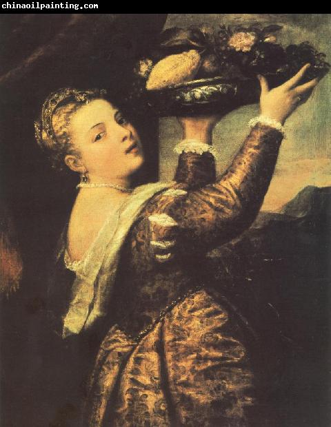 TIZIANO Vecellio Girl with a Basket of Fruits (Lavinia) r