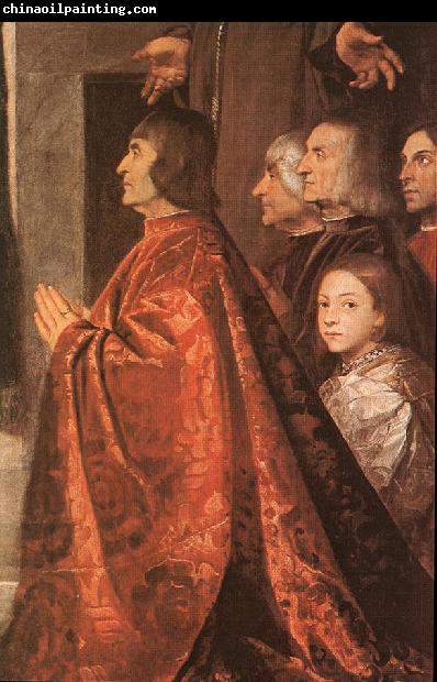 TIZIANO Vecellio Madonna with Saints and Members of the Pesaro Family (detail) wt