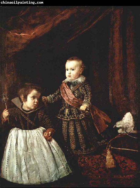 VELAZQUEZ, Diego Rodriguez de Silva y Prince Baltasar Carlos with a Dwarf r