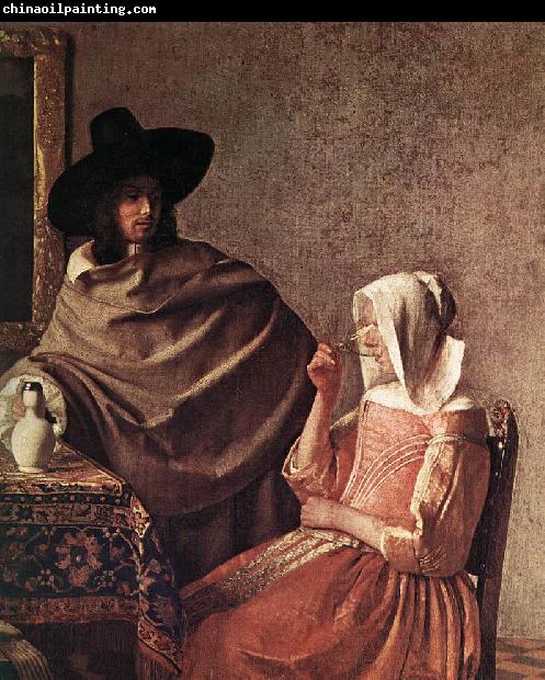 VERMEER VAN DELFT, Jan A Lady Drinking and a Gentleman (detail) ar