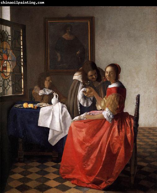 VERMEER VAN DELFT, Jan A Lady and Two Gentlemen t