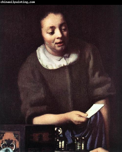 VERMEER VAN DELFT, Jan Lady with Her Maidservant Holding a Letter (detail)er