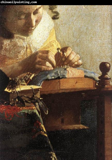 VERMEER VAN DELFT, Jan The Lacemaker (detail) wet