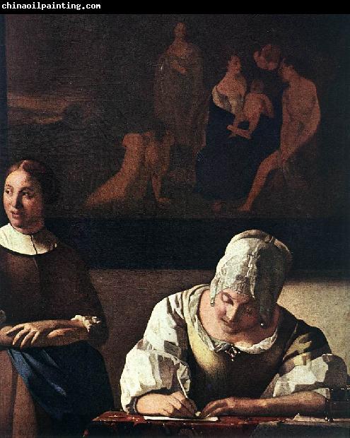 VERMEER VAN DELFT, Jan Lady Writing a Letter with Her Maid (detail) set