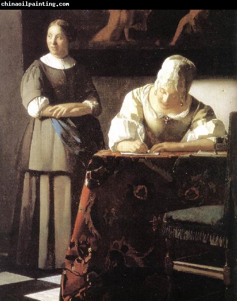 VERMEER VAN DELFT, Jan Lady Writing a Letter with Her Maid (detail)  ert